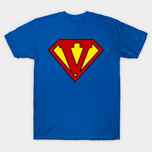 Superhero Symbol Letter V T-Shirt by NextLevelDesignz